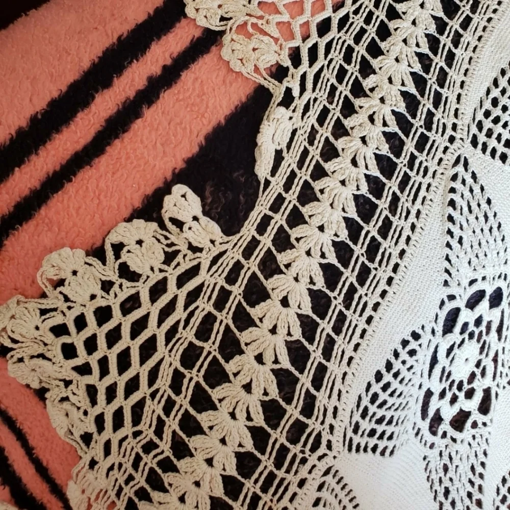 Handmade Beige Crochet Bedspread